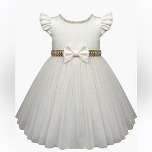 Couture Princess Satin Party Cream Toddler Formal Dress
